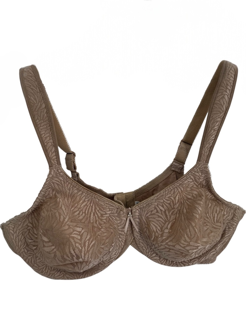 Wacoal 855367 underwire unlined Jacquard full coverage beige bra Size 40C
